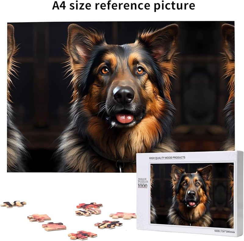 لغز بازل من 1000 قطعة لسلالة كلاب الراعي الألماني فايا للبالغين لتزيين المنزل مقاس 29.5 × 19.7 بوصة - Image 5